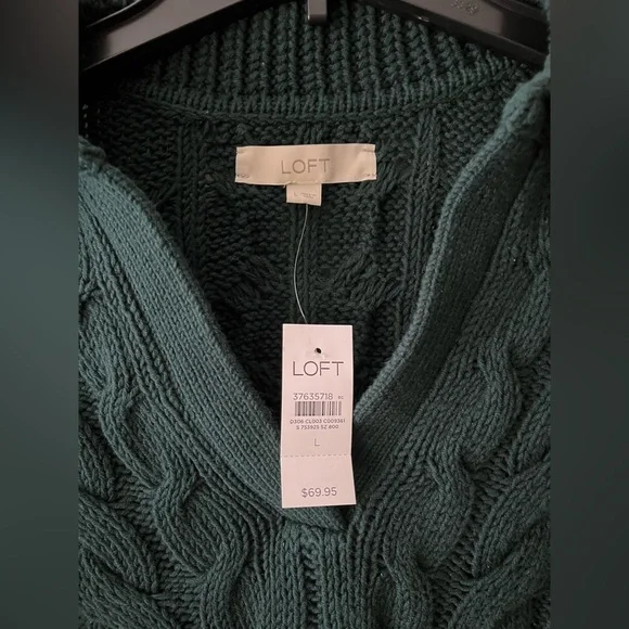 Loft Women’s Green Thick Knit Sweater, Size L, NWT - Picture 2 of 3